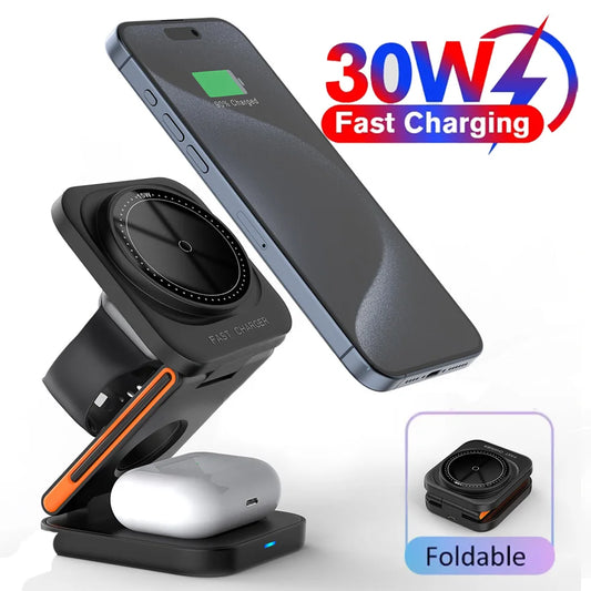 PowerFold Pro 30W 3-en-1 Station de Charge Magnétique